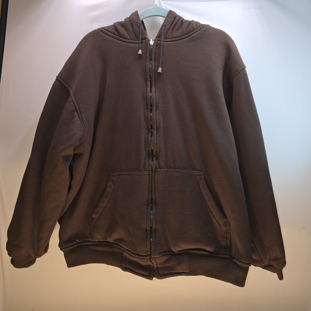 Oseer Sports USA Reversible Hooded Jacket Men's 2XL Brown Plaid Full Zip